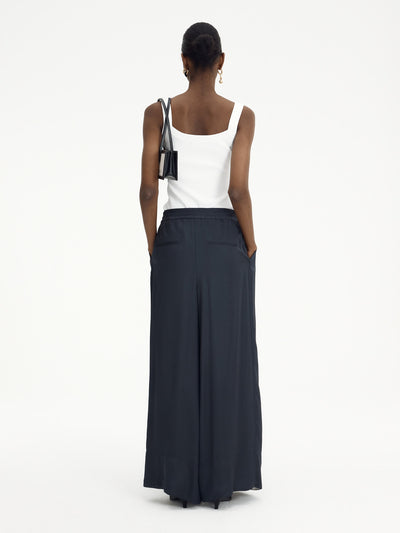Pantalones Anchos de Pierna Suelta para Mujer - Diseño Combinado en Seda Casual - Image 6
