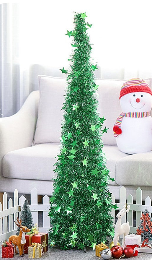 Árbol de Navidad Artificial Plateado Plegable con Soporte - Image 7