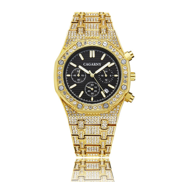 Reloj Empresarial Shang Sports para Hombre con Oro y Diamantes