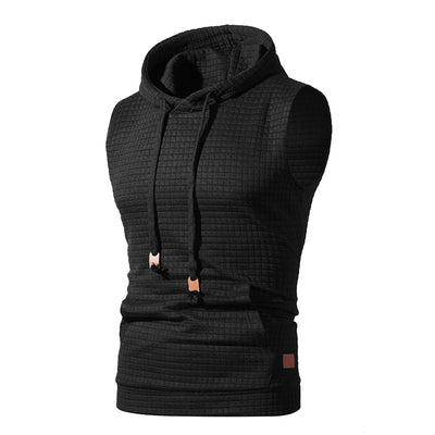 Sudadera sin Mangas Jacquard Tejida de Color Sólido para Hombre - Image 6