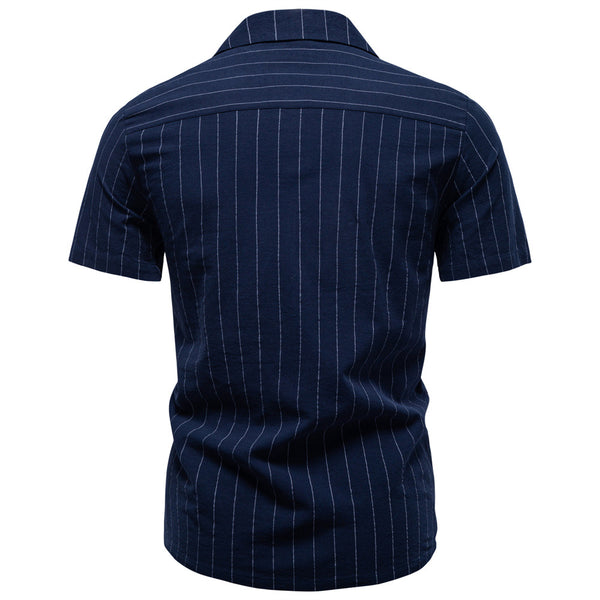 Camisa Cubana de Rayas en Algodón para Hombre