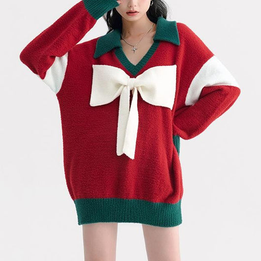 Suéter Navideño Rojo con Lazo - Diseño Moderno y Acogedor para Mujer - Image 11
