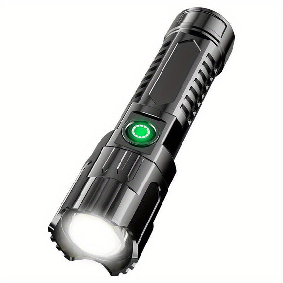 Linterna LED Recargable USB con Zoom para Camping y Exterior