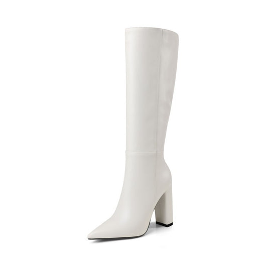 Botas Altas de Tacón Grueso Punta Afilada para Otoño e Invierno - Image 8