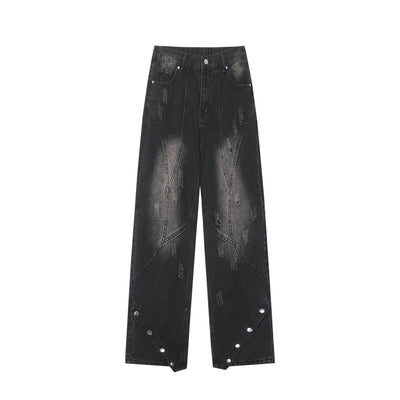 Pantalones Rectos Slim Fit Vintage Desgastado Versátil - Image 9