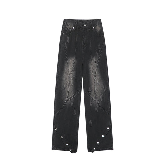 Pantalones Rectos Slim Fit Vintage Desgastado Versátil - Image 9