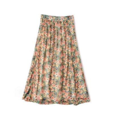 Falda Floral Francesa de Cintura Alta con Abertura Lateral para Mujer - Image 4