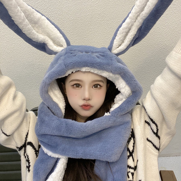Gorro y Bufanda 2 en 1 con Orejas Largas y Forro Polar Cálido