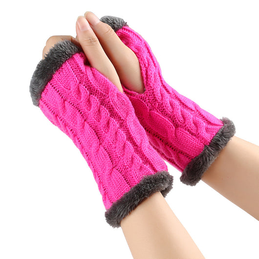 Guantes de Invierno Tejidos sin Dedos - Lana Térmica Gruesa para Mujer - Image 26