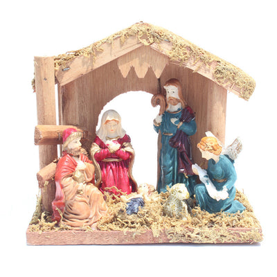 Conjunto de Pesebre Navideño en Resina - Casa Iglesia para Decoración de Escenas - Image 3