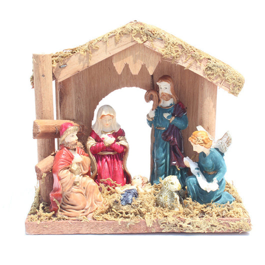 Conjunto de Pesebre Navideño en Resina - Casa Iglesia para Decoración de Escenas - Image 3