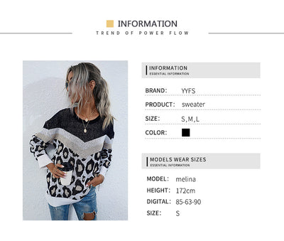 Jersey de Punto con Estampado Leopardo y Costura Decorativa para Mujer - Image 9