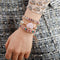 Pulsera de Cuero con Corazón de Cristal y Triple Vuelta