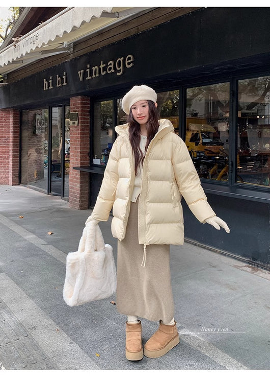 Abrigo Acolchado de Pato Blanco Largo Invierno Diseño Coreano Mujer - Image 35