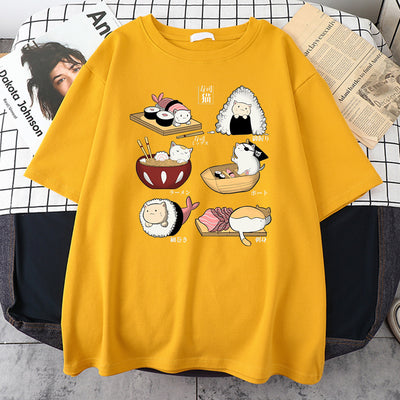 Playera Gato Sushi Estilo Cartoon para Hombre - Image 7