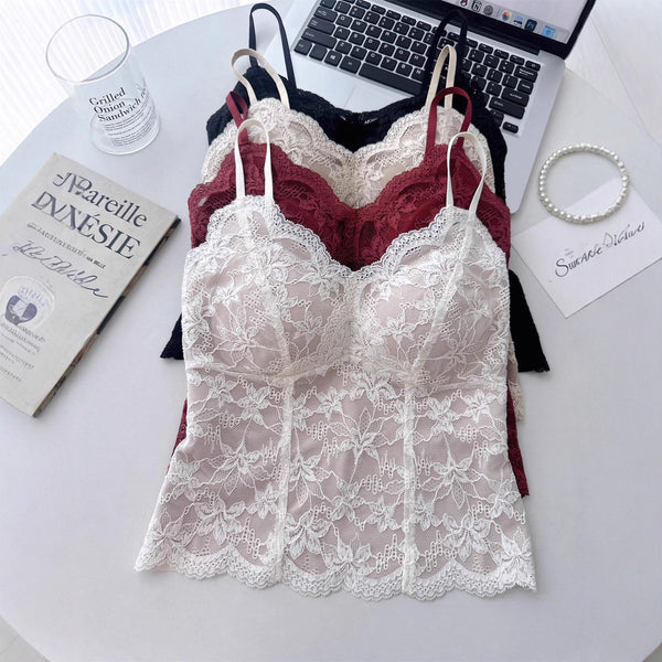 Camisola de Terciopelo con Encaje Francés para Mujer