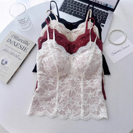 Camisola de Terciopelo con Encaje Francés para Mujer