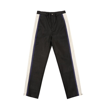 Pantalones de Cuero Rayas Hombre Corte Recto y Suelto - Image 7