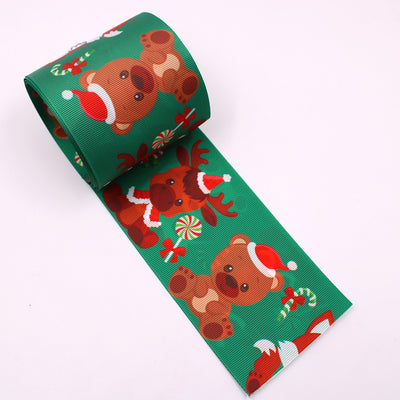 Moño Navideño Doble Cara 75mm Cuadros Rojo con Campana - Image 4