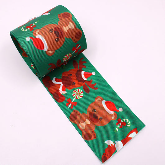 Moño Navideño Doble Cara 75mm Cuadros Rojo con Campana - Image 4