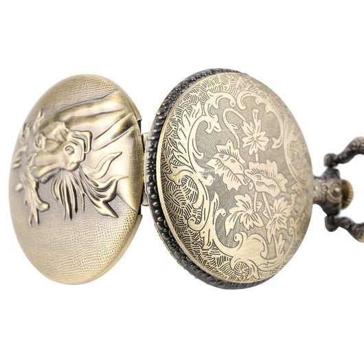 Reloj de Bolsillo Vintage Grande con Patrón de Caballo y Cuarzo - Image 5