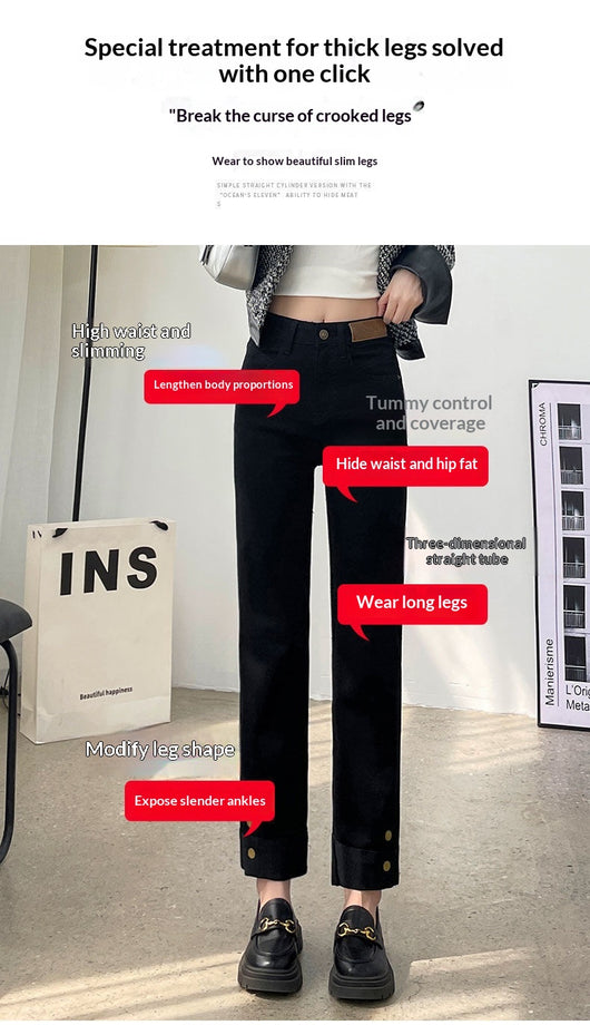 Pantalones Vaqueros Rectos de Cintura Alta Holgados para Mujer - Image 10