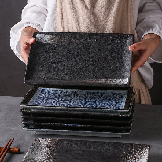 Plato Rectangular de Cerámica Estilo Japonés para Sushi y Presentación