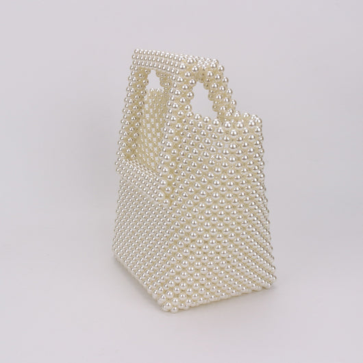 Bolsa Tote Blanca con Marco de Perlas - Image 11