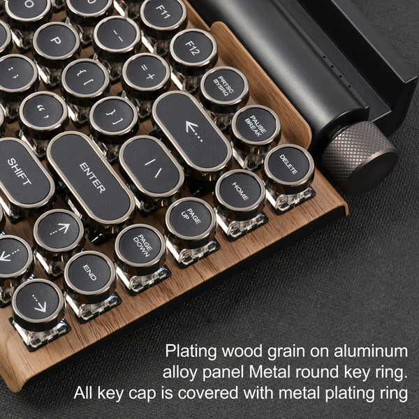 Teclado Mecánico Bluetooth Retro Punk con Diseño de Máquina de Escribir