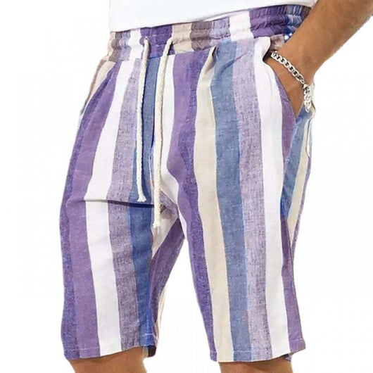 Shorts de Playa para Hombre con Estampado 3D a Rayas - Image 5