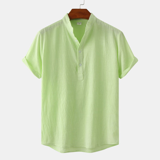 Camisa Casual de Manga Corta Básica para Hombre - Perfecta para Playa y Verano - Image 11