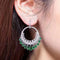 Aretes de Diamante Lujo con Circonita Micro Incrustada y Borla Circular Grande