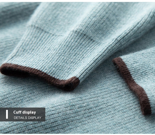 Suéter de Cachemira Holgado con Agujas Contraste para Hombre - Image 10