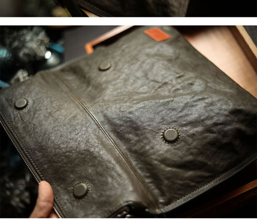 Bolsa de Cuero para Hombre Bandolera Un Hombro Piel Vacuna Suave - Image 16