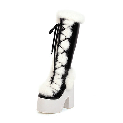 Botas de Nieve Plataforma Gruesa con Pelaje y Tacón Alto - Image 4