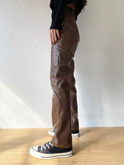 Pantalones de Cuero PU Cintura Alta Ajustados con Efecto Reductor - Image 3
