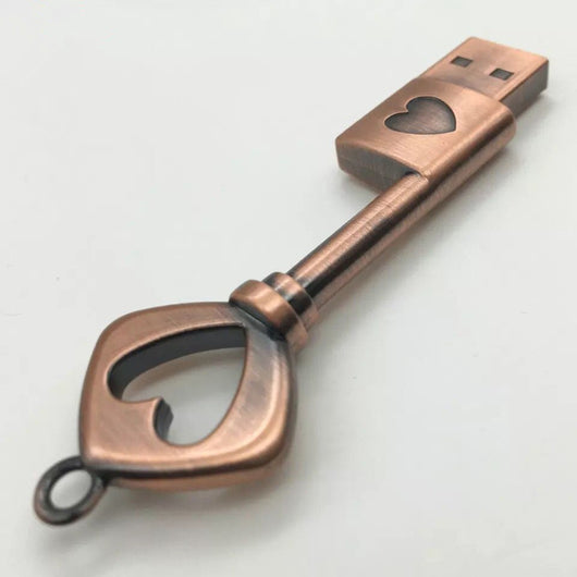 Llavero Pendiente Almacenamiento USB en Forma de Corazón Bronce - Image 7