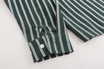 Camisa Casual de Manga Larga con Rayas Verticales y Bolsillo Contraste - Image 10