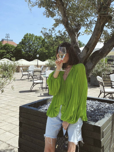 Blusa de Manga Larga Verde Elegante - Image 9