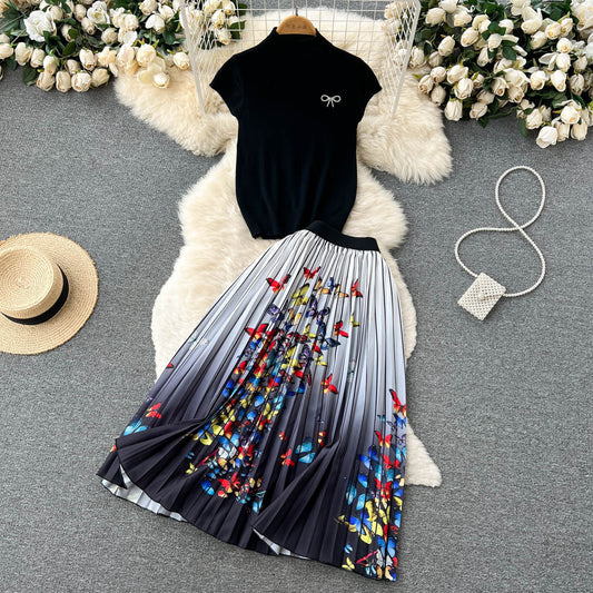 Conjunto de Dos Piezas: Blusa Plisada sin Mangas y Falda Diseño Exclusivo para Mujer - Image 2