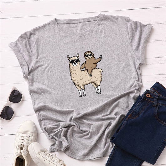 Camiseta Unisex Estampado Gafas Perezoso en Motocicleta - Diseño Europeo Moderno - Image 9