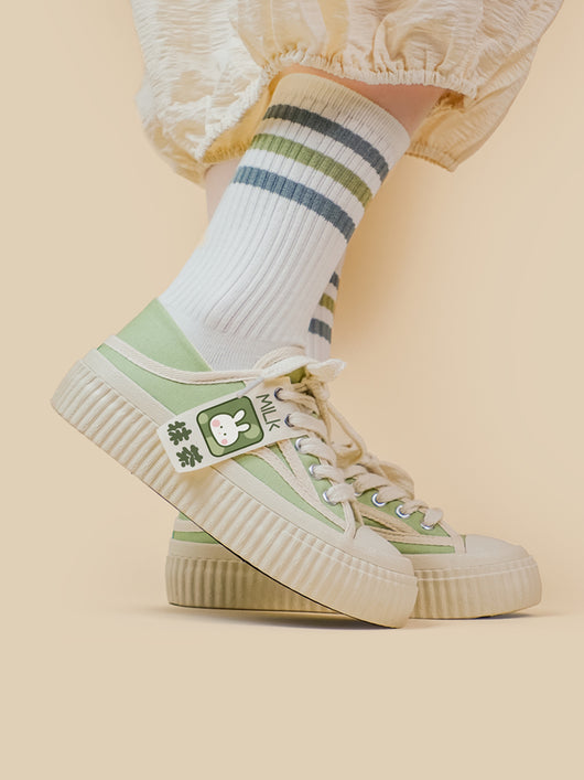 Zapatos Bajos Respirable Estilo Japonés con Suela Gruesa Color Bisqué - Image 3