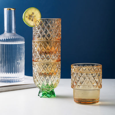 Vaso de Agua Diamond Star con Forma de Piña en Vidrio Dorado