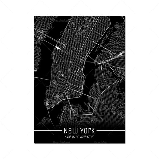Cuadro Decorativo Mapa Líneas Negras - Lienzo Moderno para Pared - Image 22