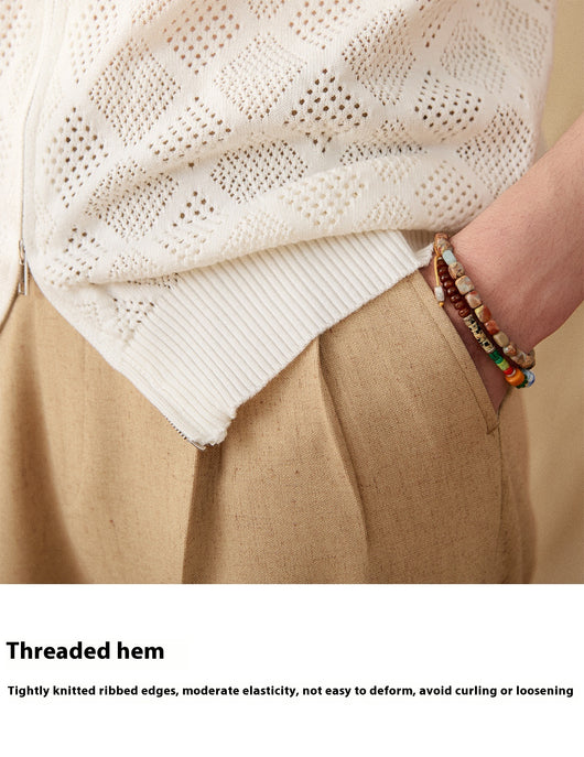 Cardigan Casual de Algodón con Cierre y Cuello Solapa Hueco - Image 11