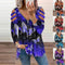 Blusa Manga Larga con Escote V y Estampado de Mariposas