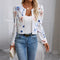 Chaqueta Larga Estampada con Mangas Gigot Elegante