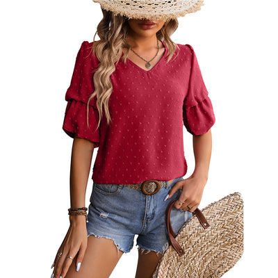 Blusa Elegante de Gasa con Cuello en V y Mangas Abullonadas - Image 8
