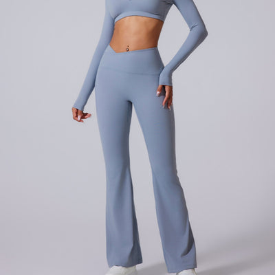 Pantalones Yoga Cintura Alta con Textura Satinada y Control Abdominal