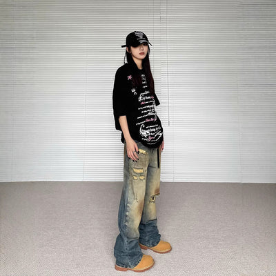 Pantalones Vaqueros Rotos Oversize Rectos de Pierna Ancha - Estilo Urbano Descontracturado - Image 3